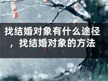 找结婚对象有什么途径,找结婚对象的方法