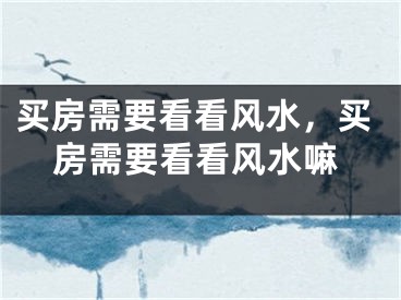 买房需要看看风水,买房需要看看风水嘛