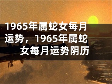 1965年属蛇女每月运势，1965年属蛇女每月运势阴历