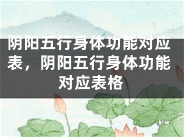 阴阳五行身体功能对应表,阴阳五行身体功能对应表格