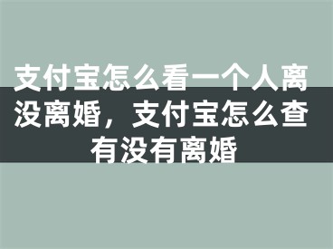 支付宝怎么看一个人离没离婚，支付宝怎么查有没有离婚