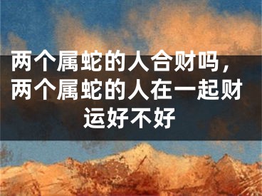 两个属蛇的人合财吗,两个属蛇的人在一起财运好不好