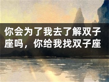 你会为了我去了解双子座吗，你给我找双子座