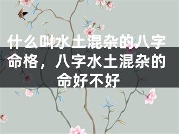 什么叫水土混杂的八字命格,八字水土混杂的命好不好