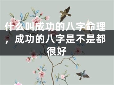 什么叫成功的八字命理，成功的八字是不是都很好