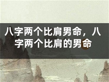 八字两个比肩男命，八字两个比肩的男命