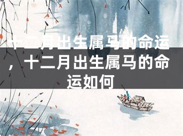 十二月出生属马的命运，十二月出生属马的命运如何
