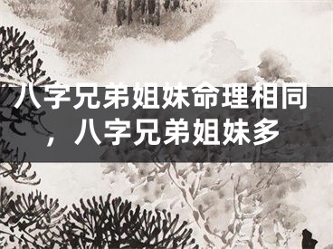 八字兄弟姐妹命理相同,八字兄弟姐妹多