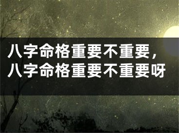 八字命格重要不重要，八字命格重要不重要呀