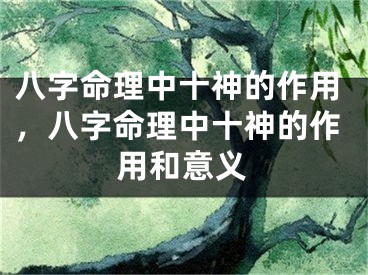 八字命理中十神的作用，八字命理中十神的作用和意义