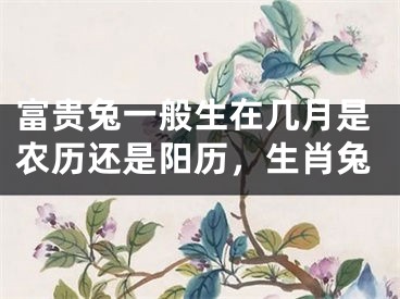 富贵兔一般生在几月是农历还是阳历,生肖兔