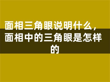 面相三角眼说明什么,面相中的三角眼是怎样的