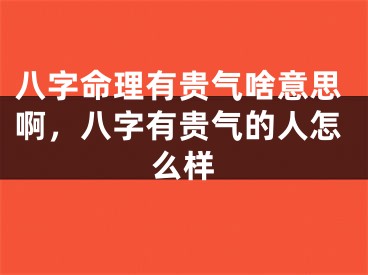 八字命理有贵气啥意思啊，八字有贵气的人怎么样
