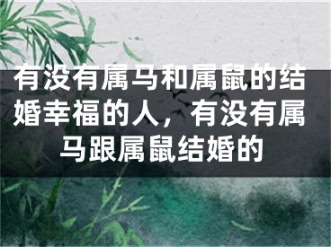 有没有属马和属鼠的结婚幸福的人,有没有属马跟属鼠结婚的