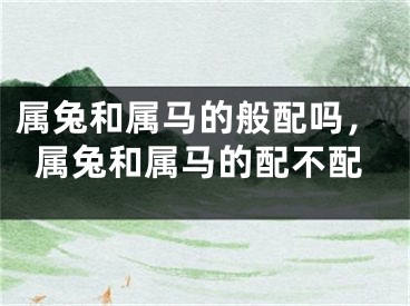 属兔和属马的般配吗，属兔和属马的配不配