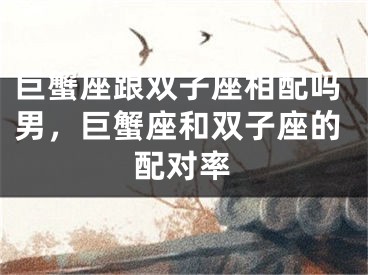 巨蟹座跟双子座相配吗男，巨蟹座和双子座的配对率
