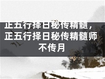 正五行择日秘传精髓,正五行择日秘传精髓师不传月
