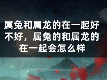 属兔和属龙的在一起好不好，属兔的和属龙的在一起会怎么样