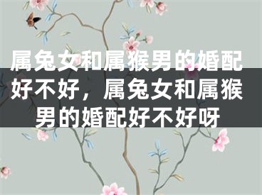 属兔女和属猴男的婚配好不好，属兔女和属猴男的婚配好不好呀