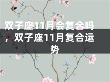 双子座11月会复合吗,双子座11月复合运势