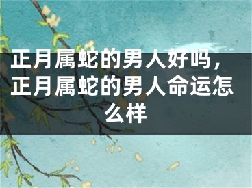 正月属蛇的男人好吗，正月属蛇的男人命运怎么样