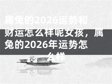 属兔的2026运势和财运怎么样呢女孩，属兔的2026年运势怎么样