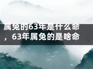 属兔的63年是什么命，63年属兔的是啥命