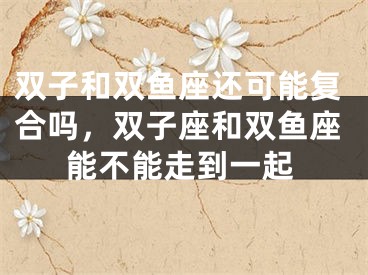 双子和双鱼座还可能复合吗，双子座和双鱼座能不能走到一起