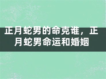 正月蛇男的命克谁,正月蛇男命运和婚姻
