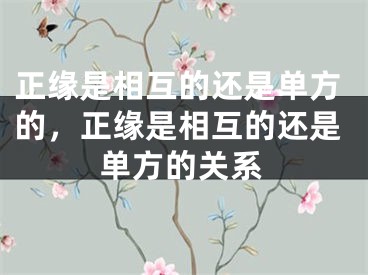 正缘是相互的还是单方的,正缘是相互的还是单方的关系