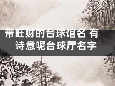 带旺财的台球馆名 有诗意呢台球厅名字