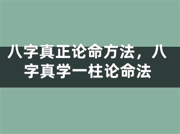 八字真正论命方法,八字真学一柱论命法