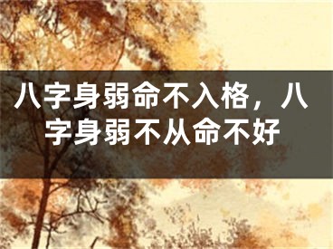 八字身弱命不入格,八字身弱不从命不好
