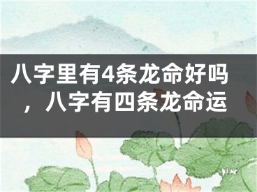 八字里有4条龙命好吗，八字有四条龙命运