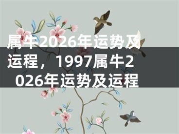 属牛2026年运势及运程，1997属牛2026年运势及运程