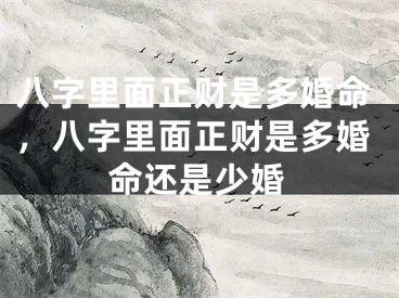 八字里面正财是多婚命,八字里面正财是多婚命还是少婚