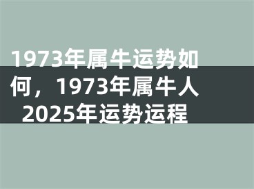 1973年属牛运势如何，1973年属牛人2025年运势运程