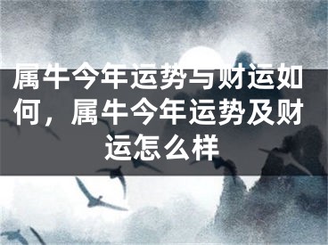 属牛今年运势与财运如何，属牛今年运势及财运怎么样