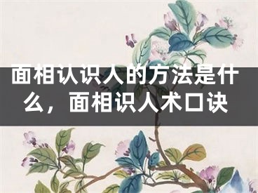 面相认识人的方法是什么，面相识人术口诀
