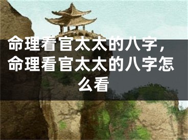 命理看官太太的八字，命理看官太太的八字怎么看