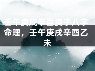 壬午庚戌辛酉庚子八字命理，壬午庚戌辛酉乙未