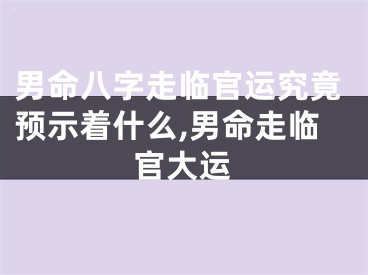 男命八字走临官运究竟预示着什么,男命走临官大运