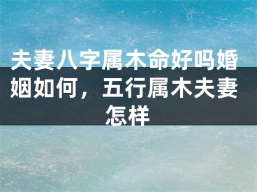 夫妻八字属木命好吗婚姻如何,五行属木夫妻怎样