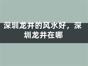 深圳龙井的风水好，深圳龙井在哪