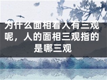 为什么面相看人有三观呢，人的面相三观指的是哪三观