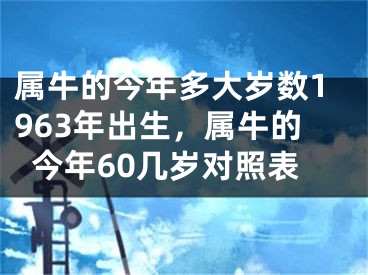 属牛的今年多大岁数1963年出生，属牛的今年60几岁对照表