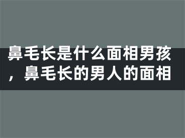 鼻毛长是什么面相男孩，鼻毛长的男人的面相