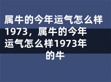 属牛的今年运气怎么样1973，属牛的今年运气怎么样1973年的牛
