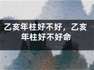 乙亥年柱好不好，乙亥年柱好不好命