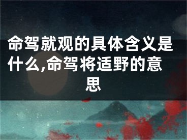 命驾就观的具体含义是什么,命驾将适野的意思